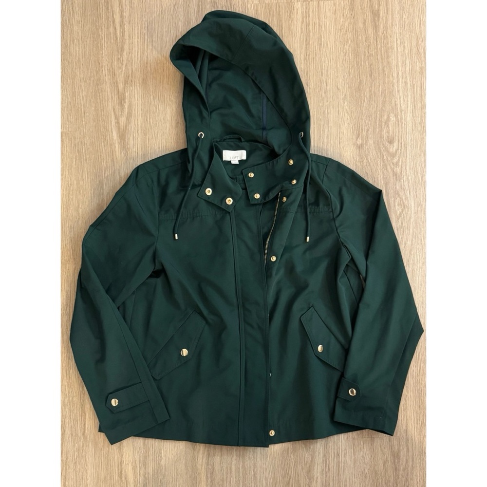 🆕 NWOT LOFT Modern Raincoat in Dark Emerald - Picture 2 of 11